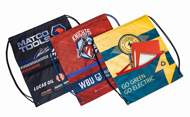 Recycled Zippered Drawstring Bags