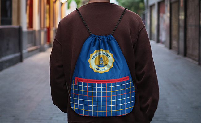 Recycled Zippered Drawstring Bags - Image 2