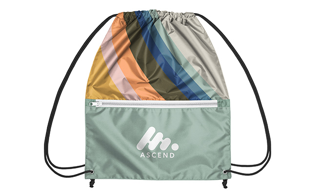 Recycled Zippered Drawstring Bags - Image 3