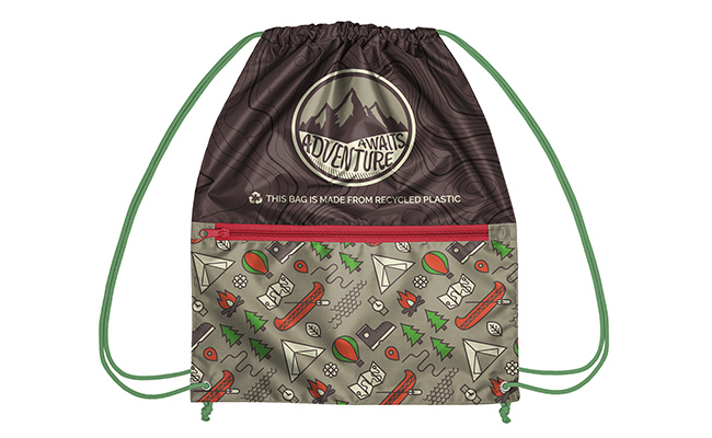 Recycled Zippered Drawstring Bags - Image 4